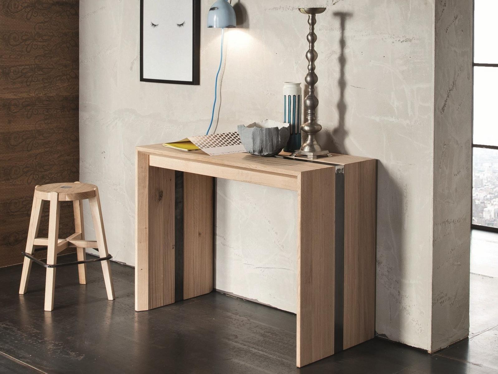 Extending rectangular solid wood console table | Manhattan by Altacorte
