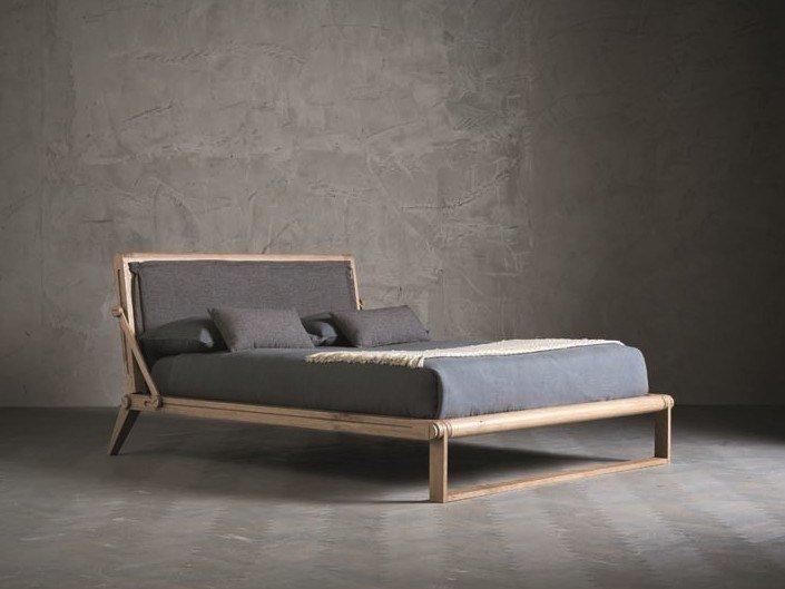 Oak double bed with adjustable headrest | Tecno I by Altacorte