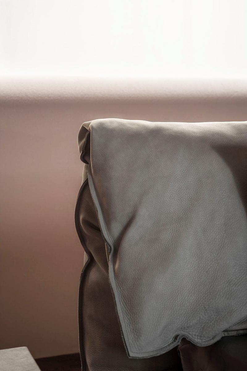 Leather double bed with upholstered headboard | Casablanca by Baxter