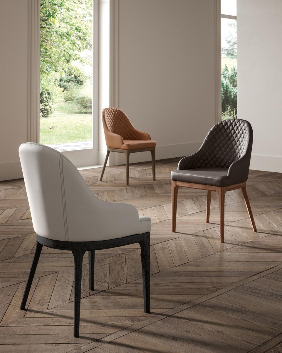 Upholstered leather chair | Thelma by Ozzio Italia