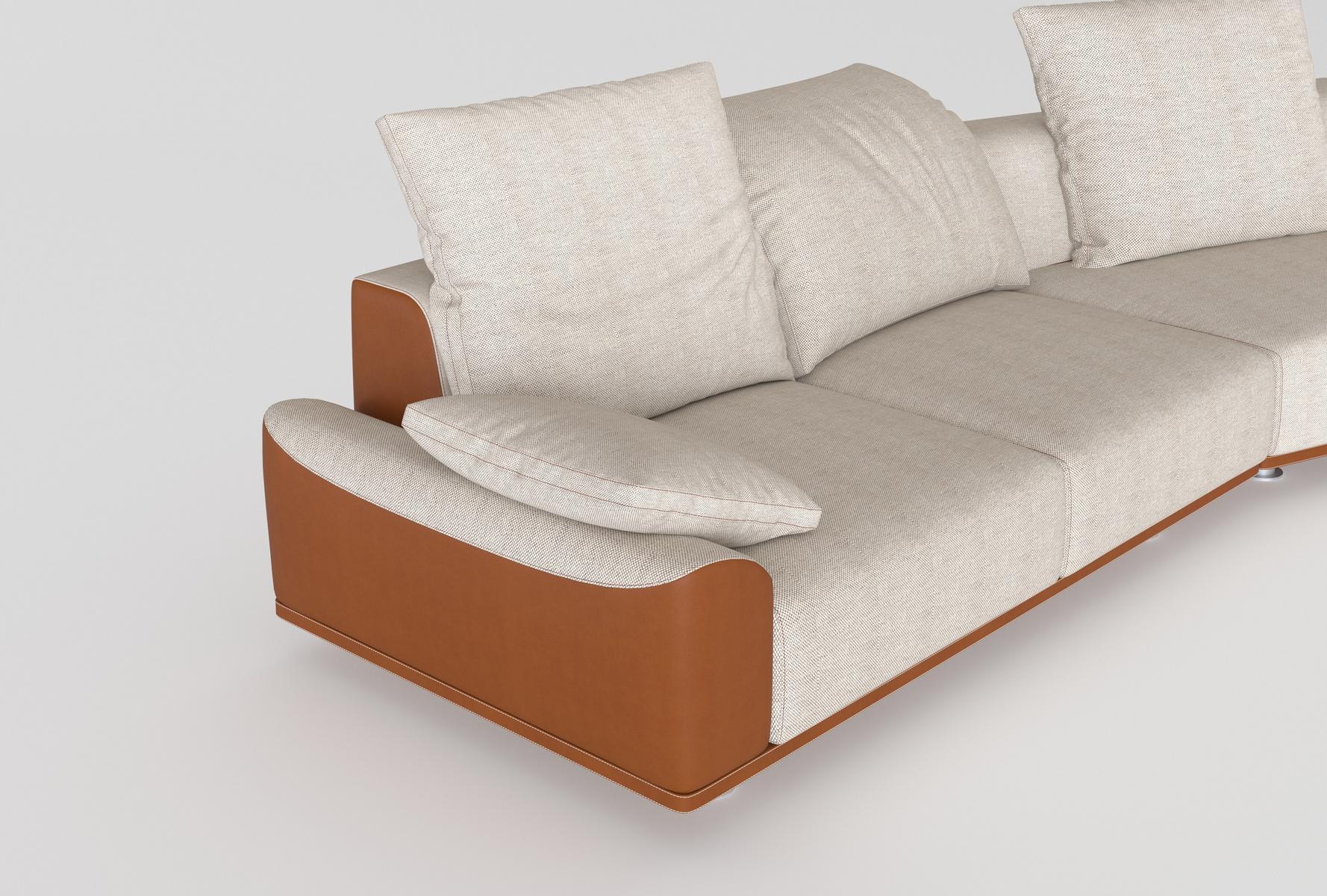 Sectional leather and fabric sofa | Grand Tour Ii by Mantellassi 1926