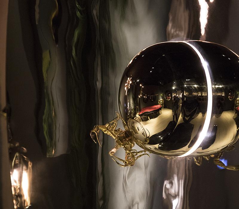 Wall-mounted stainless steel mirror with integrated lighting | Metamorphosis by Boca Do Lobo