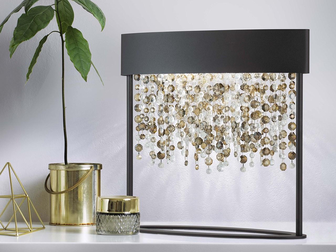 LED painted metal table lamp with crystals | Olá Tl2 by Masiero