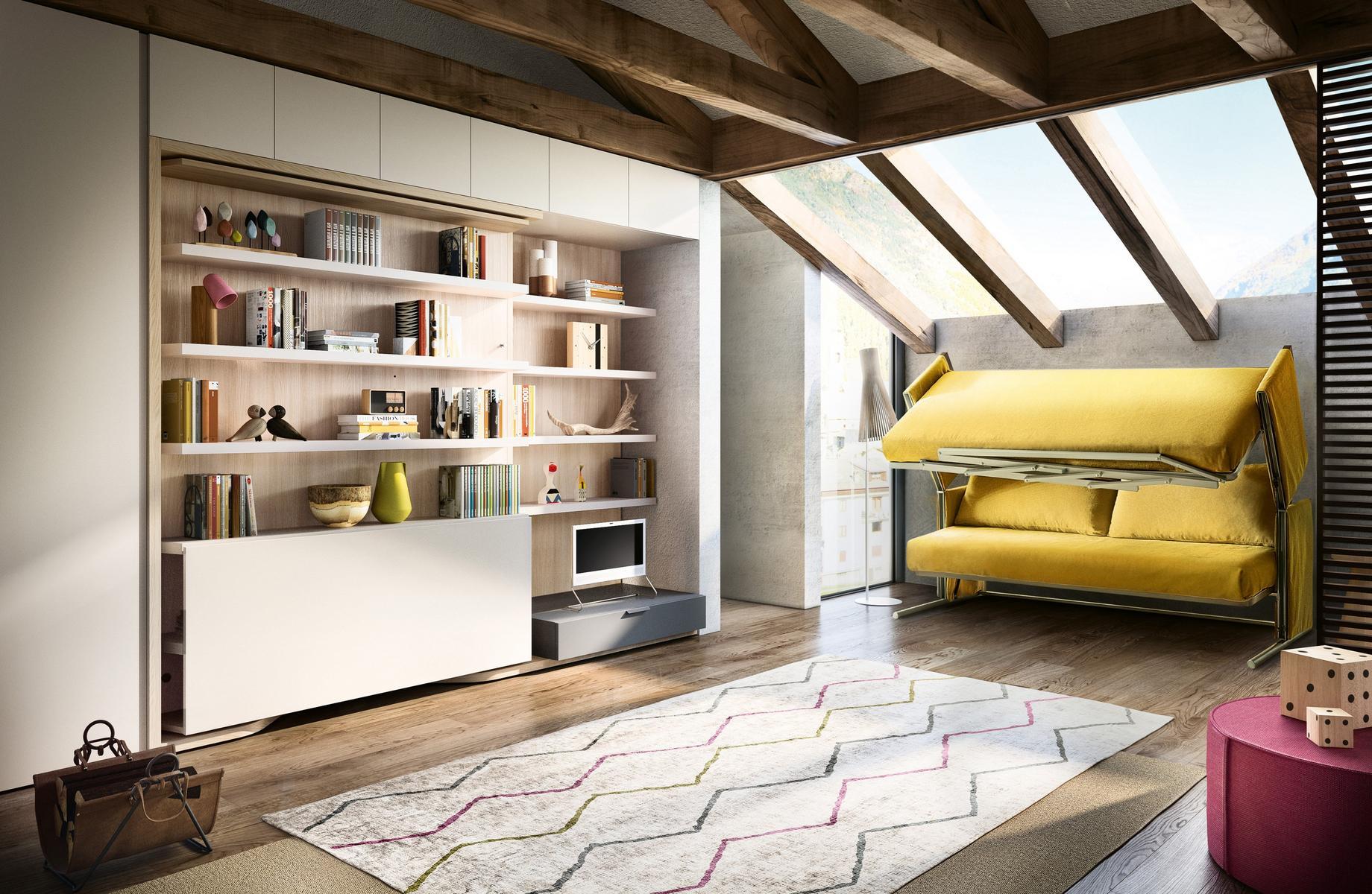 Storage wall with fold-away bed | Lgm01/tav by CLEI