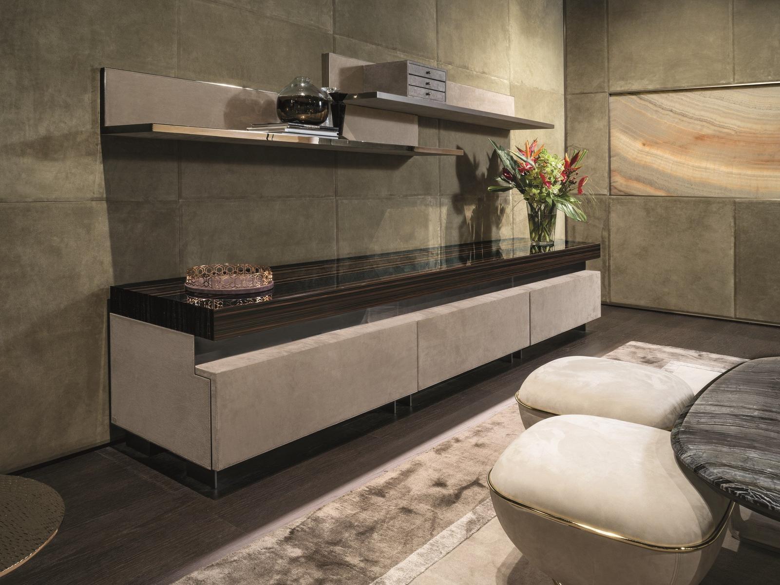 Leather sideboard with doors | Terrance by Longhi