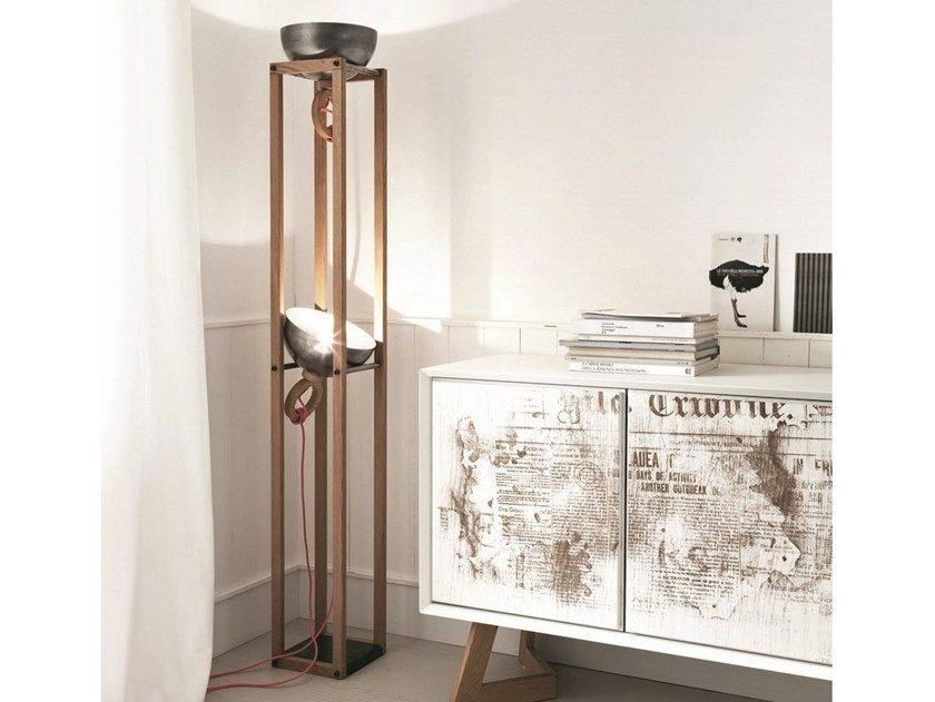 Direct-indirect light wooden floor lamp | Lh24 by Altacorte