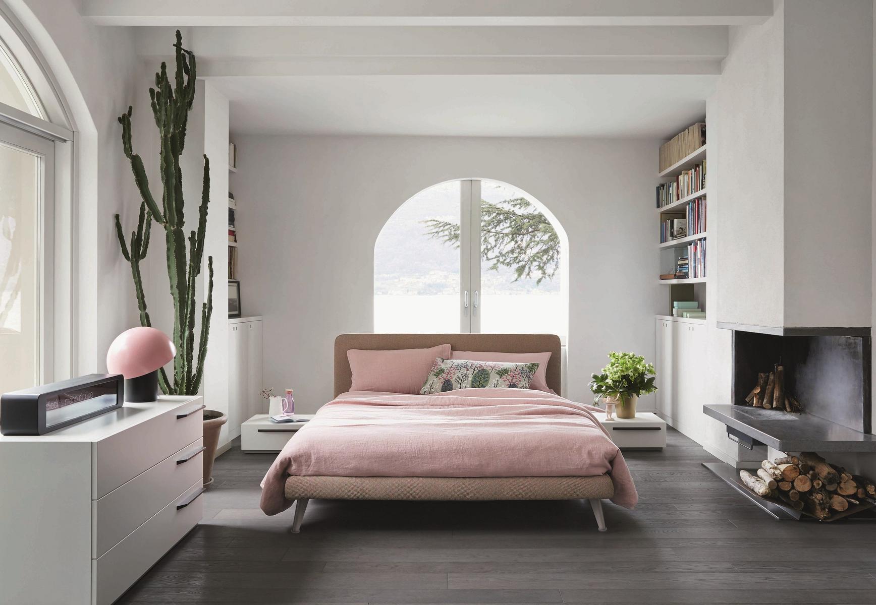 Fabric double bed with upholstered headboard | Dream On by Bonaldo