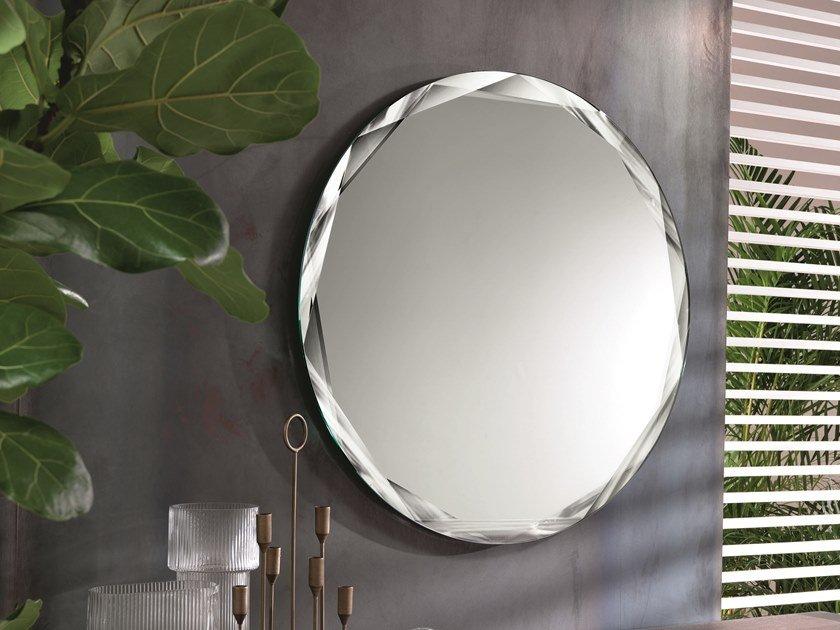 Round framed wall-mounted crystal mirror | Gioiello by Riflessi