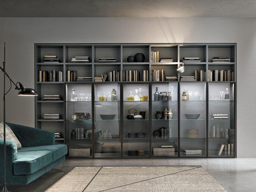 Sectional glass bookcase | Metropolis by Tomasella