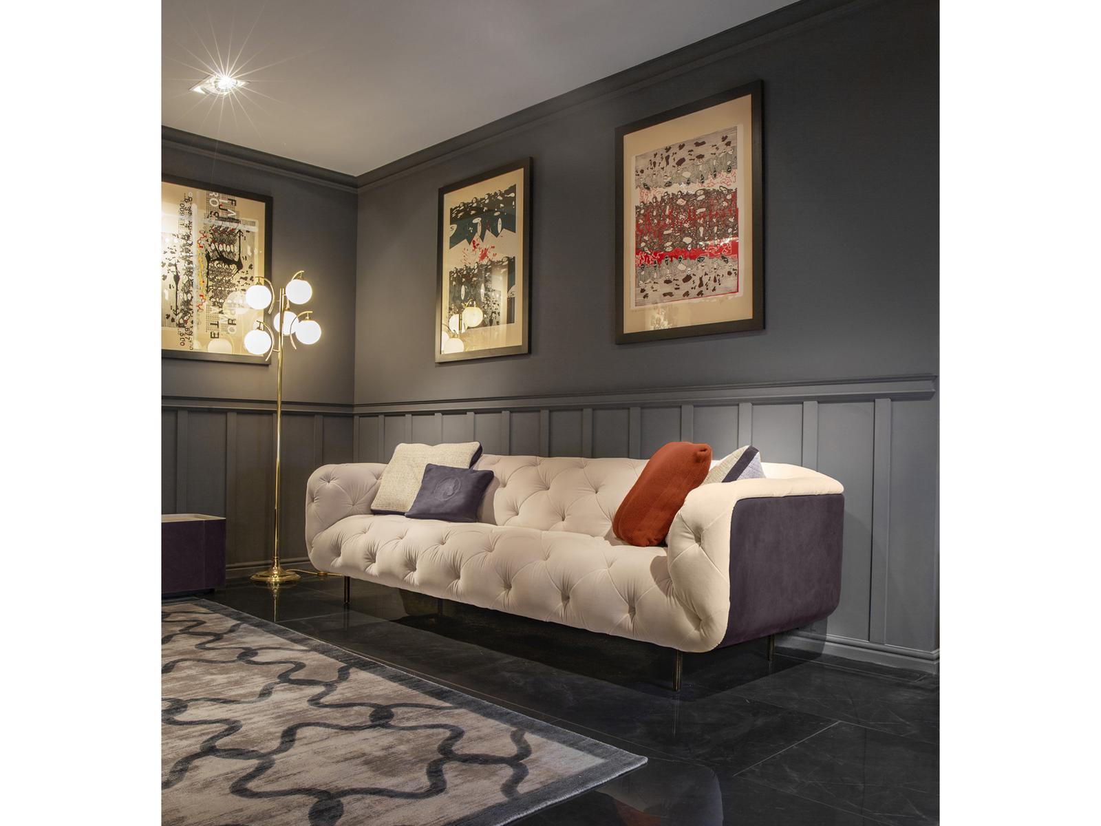 Tufted 3 seater velvet sofa | Overseas/b by Formitalia