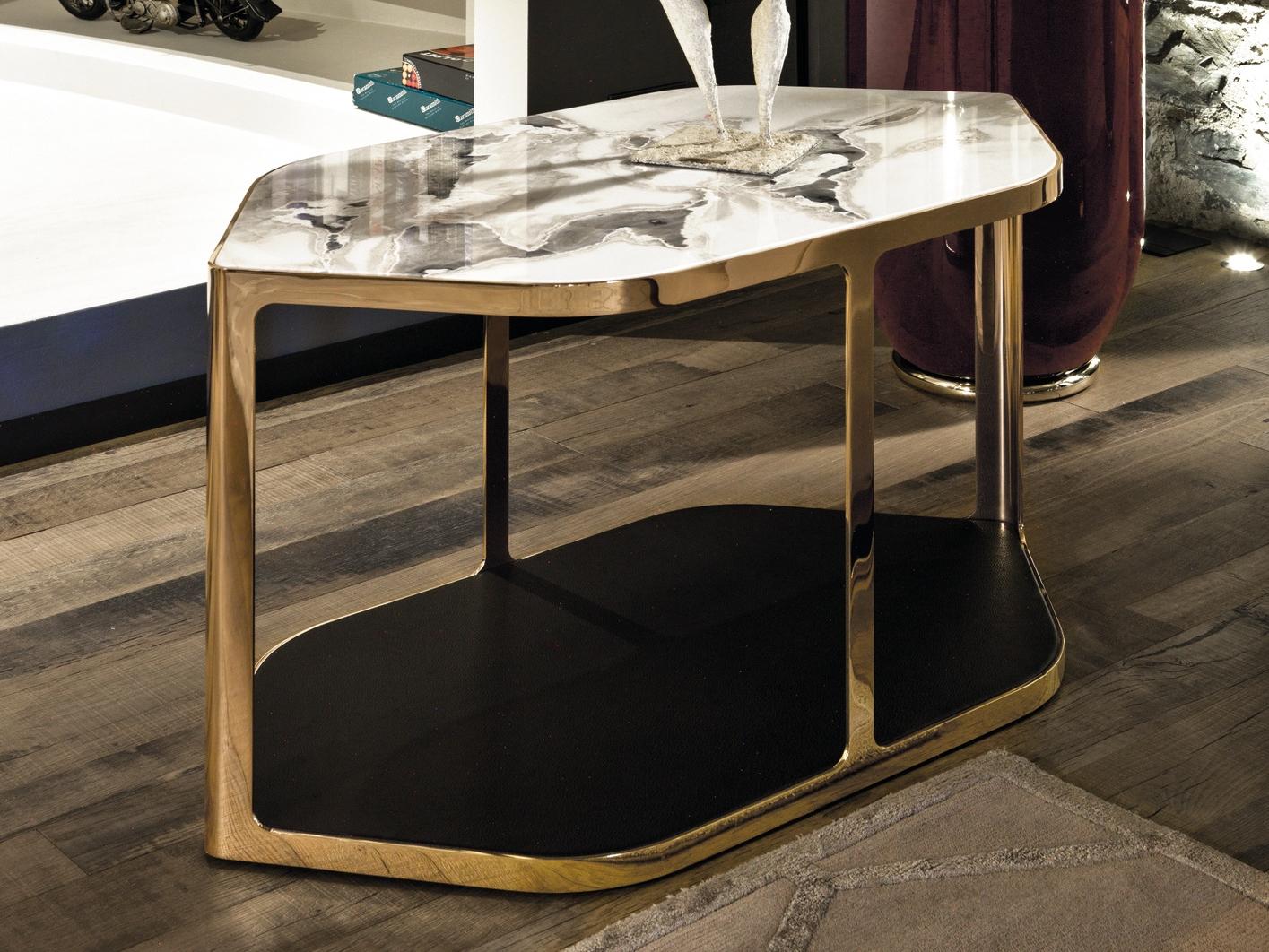 Octagonal metal coffee table | Tiles by Longhi