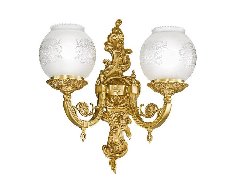 Satin french gold wall light with glass | Mary 776/a2 by Possoni Illuminazione