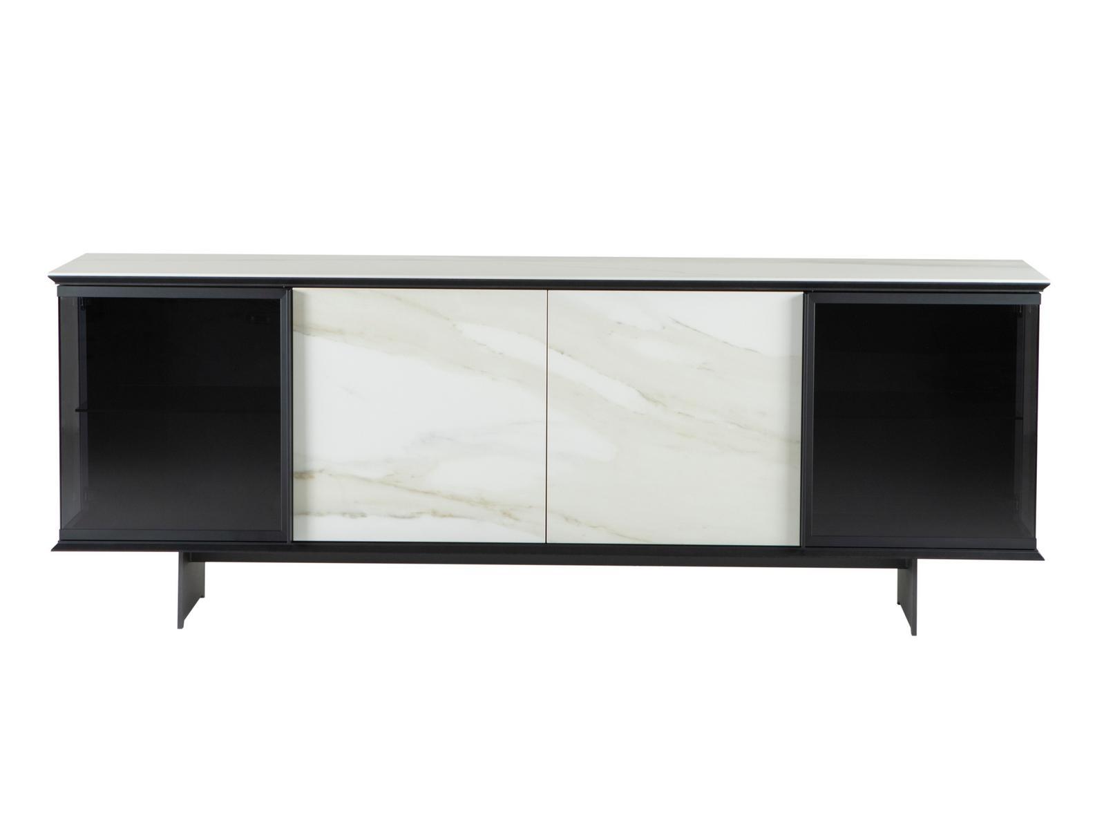 Sideboard in glass and porcelain stoneware with hinged doors | Aira by Tonin Casa
