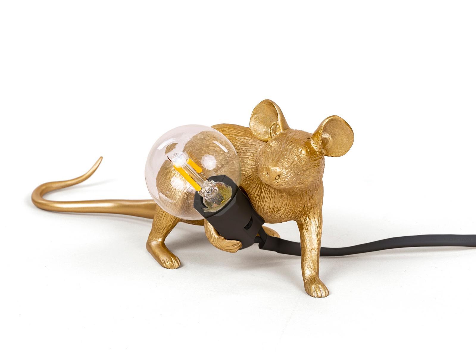 LED resin table lamp | Mouse Lamp Gold - Lop by Seletti
