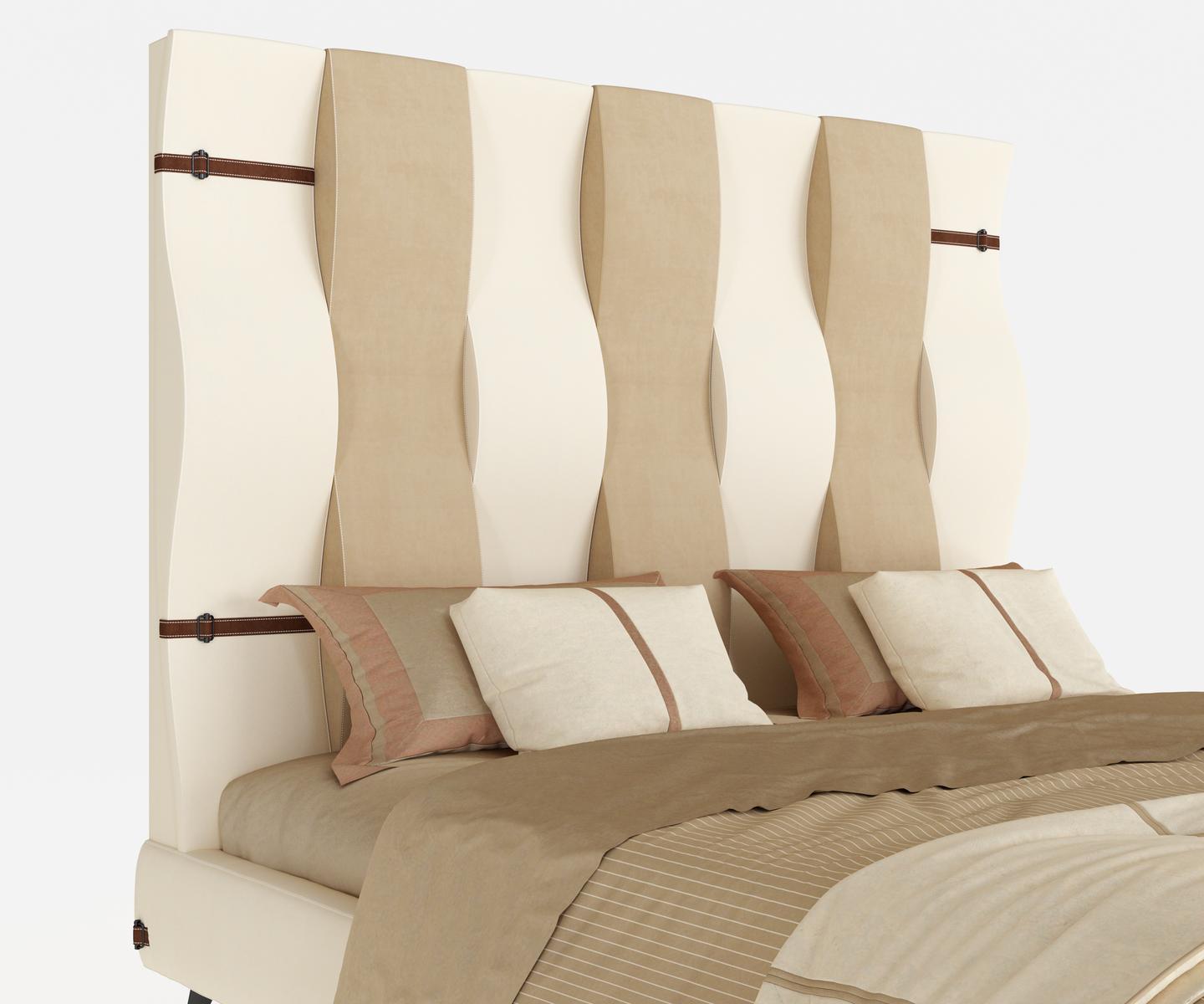 Leather bed with high headboard | Ola by Mantellassi 1926