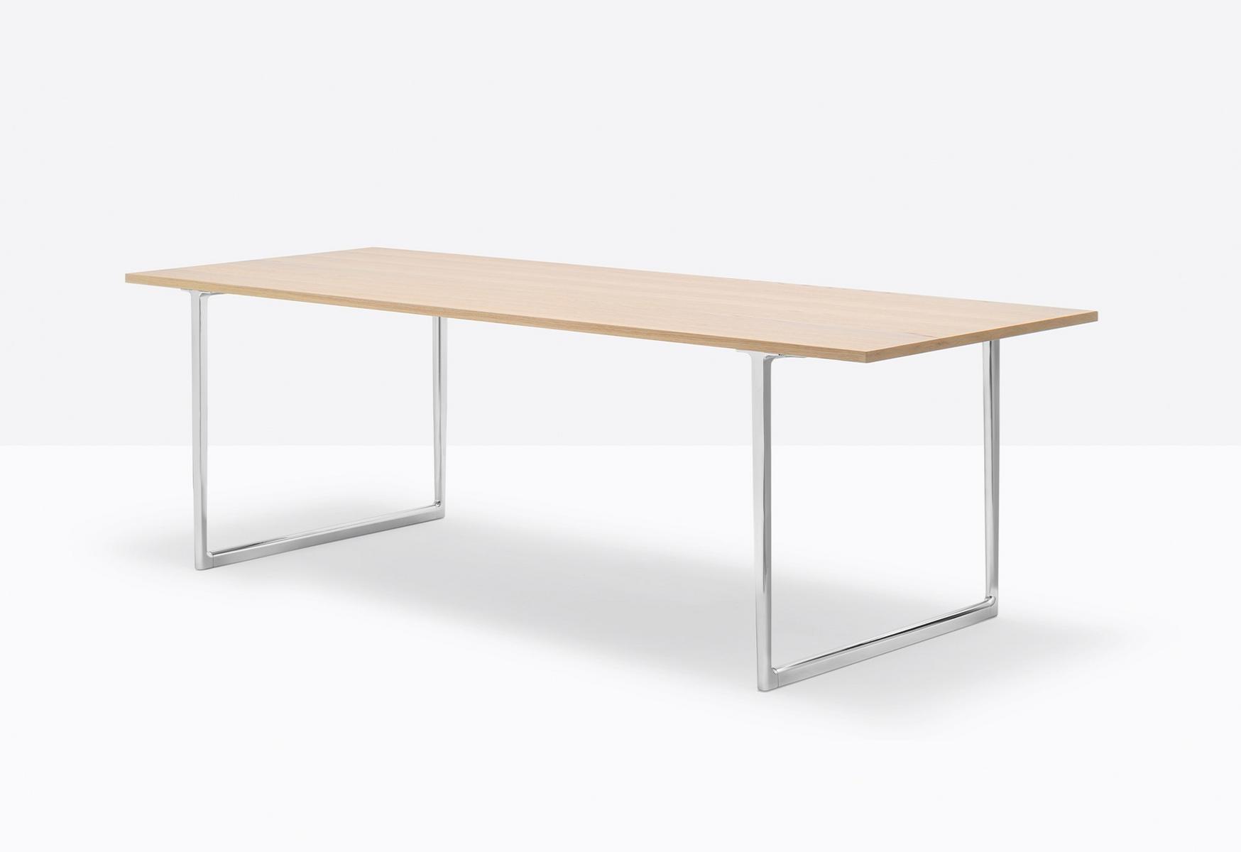 Rectangular oak and aluminium table | Toa Desk Toa240x90 by Pedrali