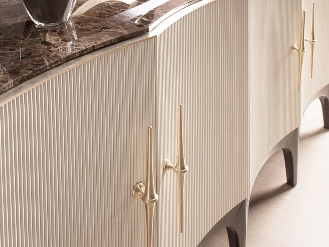 Wooden sideboard with hinged doors and marble top | Pr.483 by Stella del Mobile