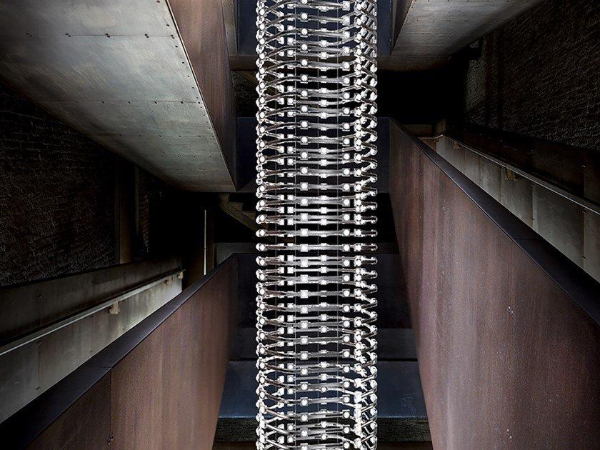 LED metal pendant lamp with crystals | Raqam O1 by Masiero