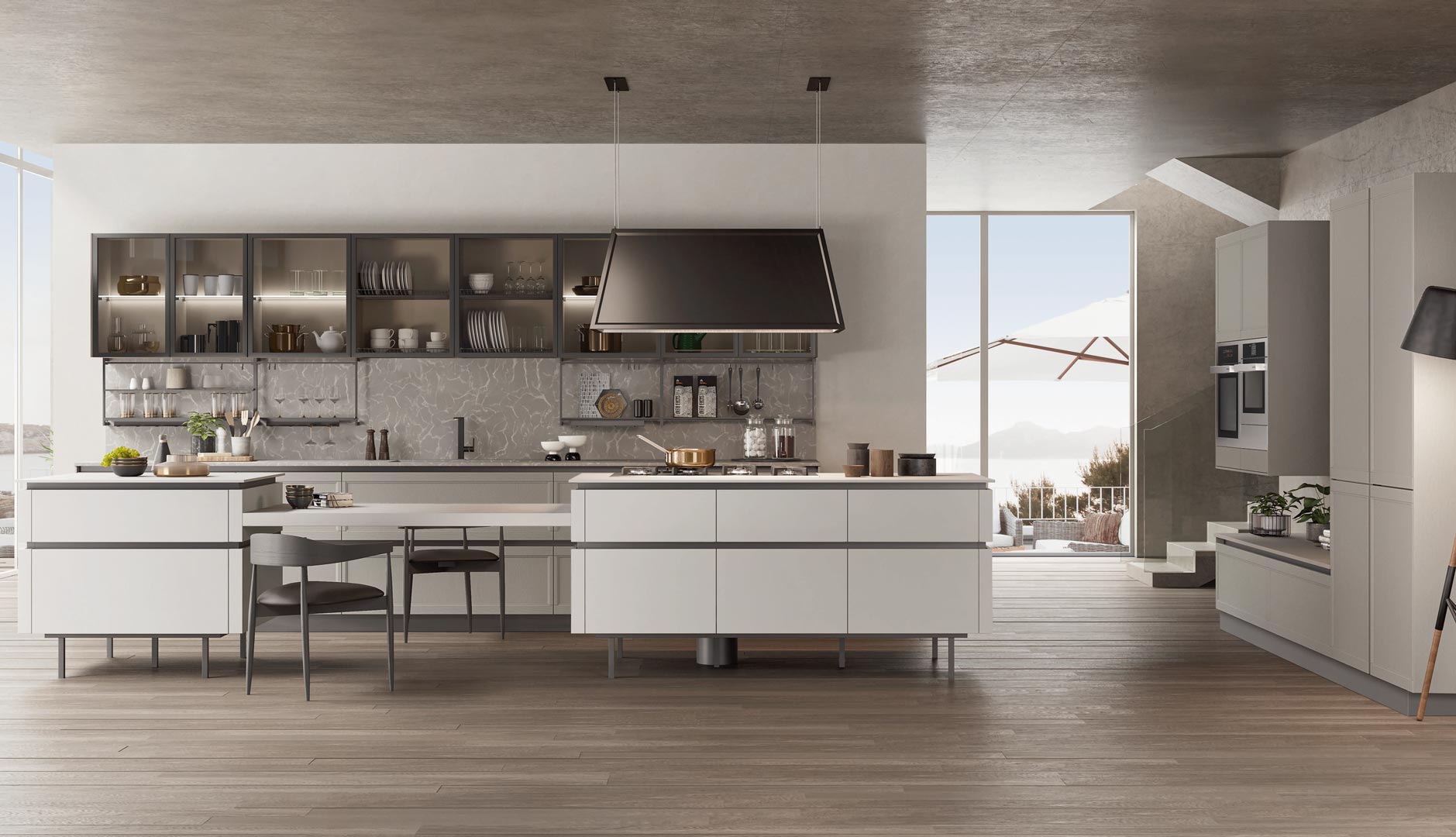 Lacquered kitchen with handles Lube Cucine Flavour
