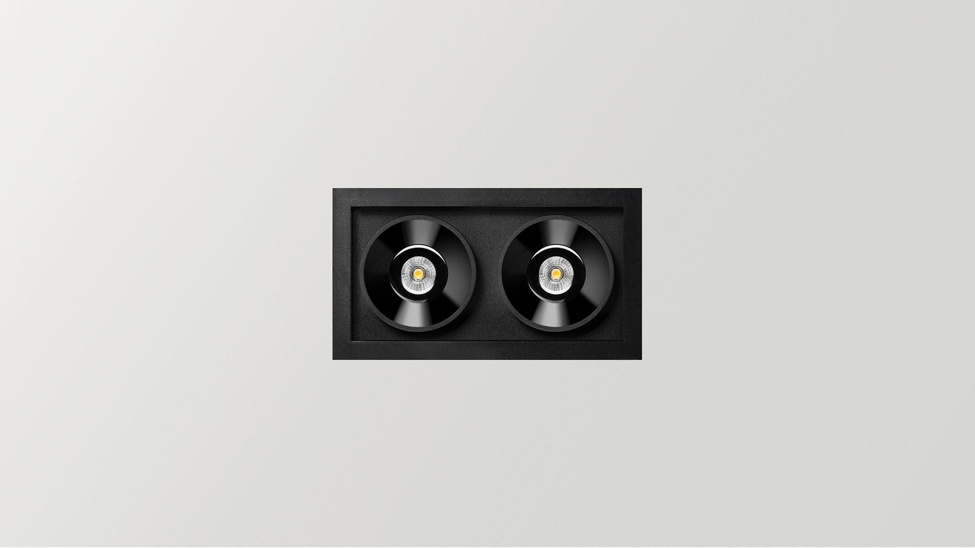 LED recessed multiple aluminium spotlight | Black Foster Recessed 2 by Arkoslight