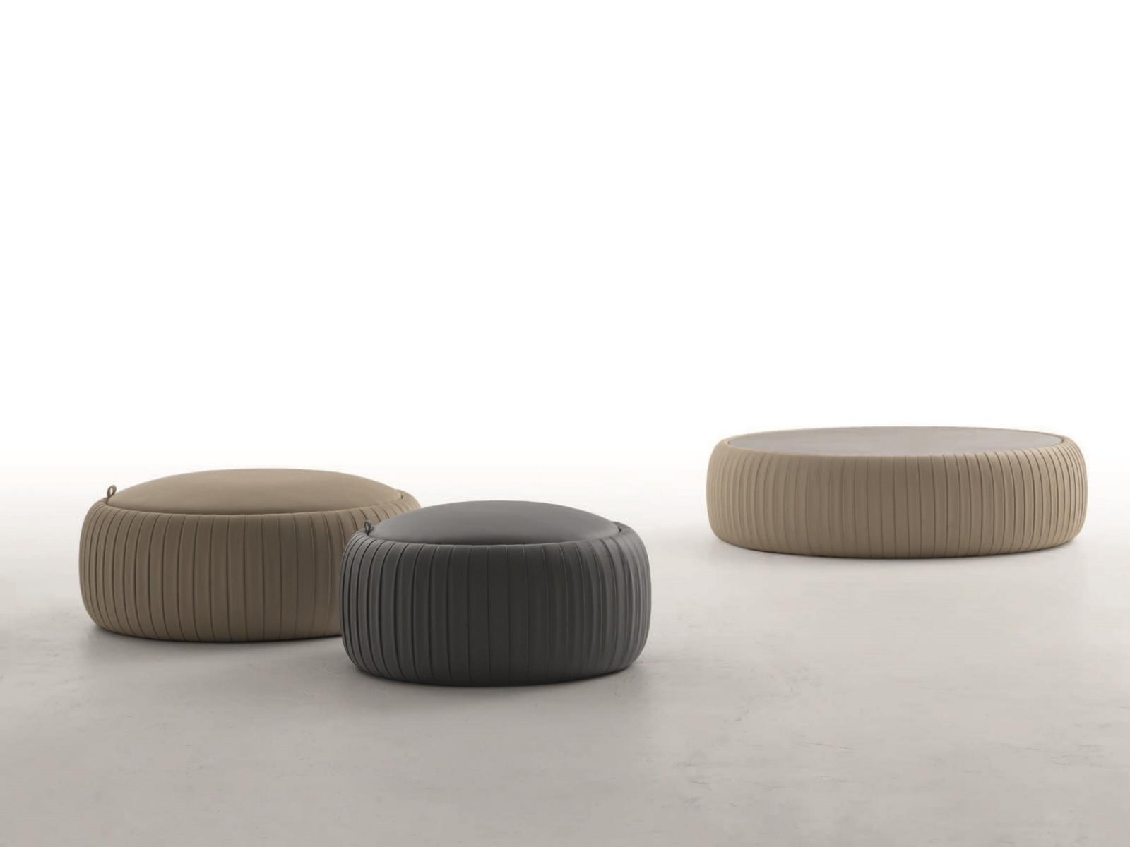 Storage round Eco-leather pouf | Plissé by Tonin Casa