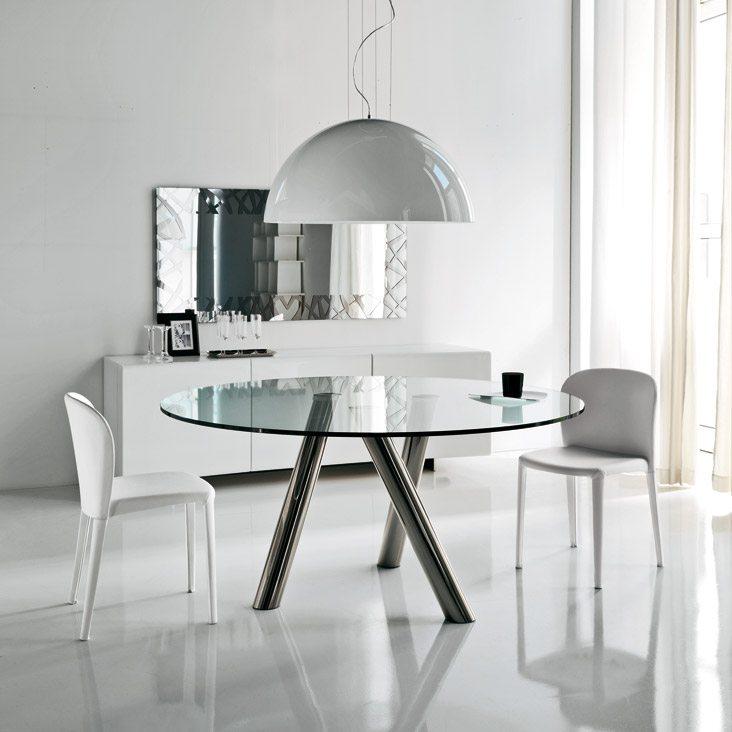 Round tempered glass table | Ray by Cattelan Italia