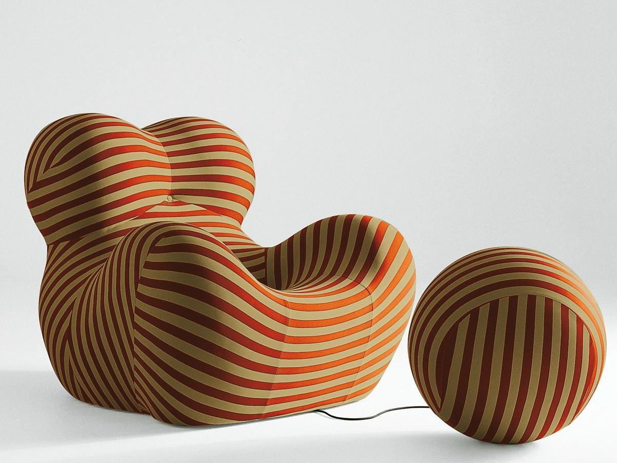 Upholstered fabric armchair with footstool | Serie Up 2000 by B&B Italia