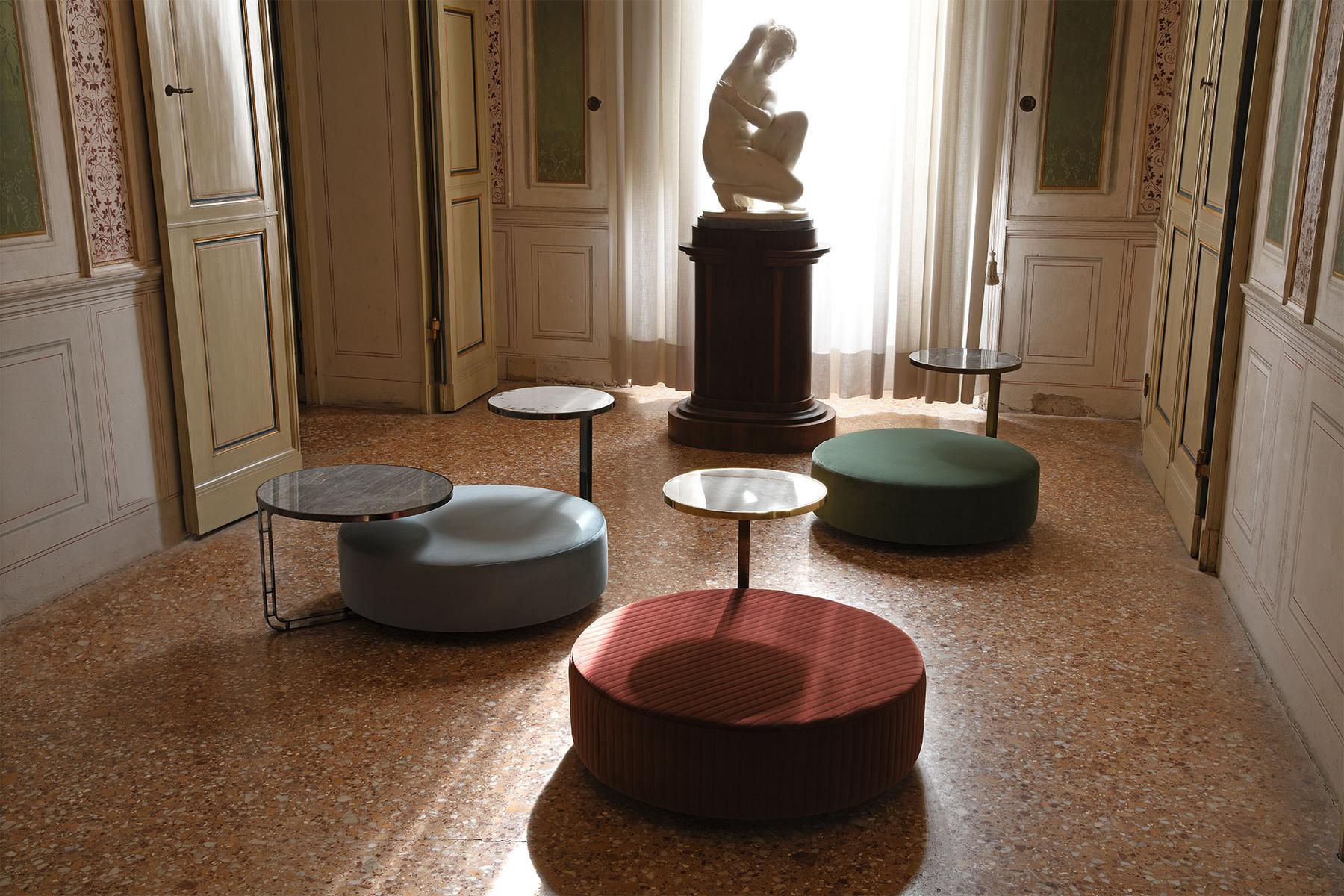 Upholstered round fabric pouf | Febe by Domingo salotti