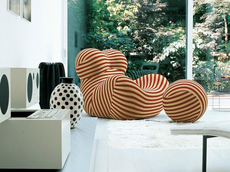 Upholstered fabric armchair with footstool | Serie Up 2000 by B&B Italia