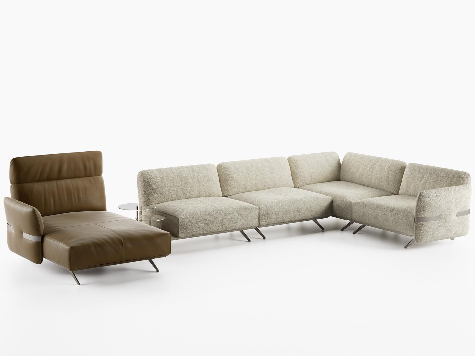 Corner sectional sofa with chaise longue | Pablo by Natuzzi Italia