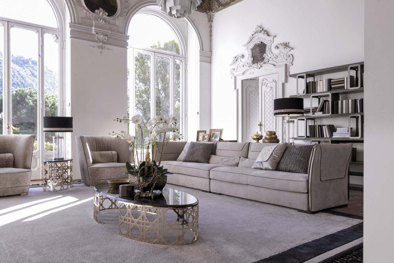 Modular nabuk sofa in a contemporary style | Clivio by Vittoria Frigerio