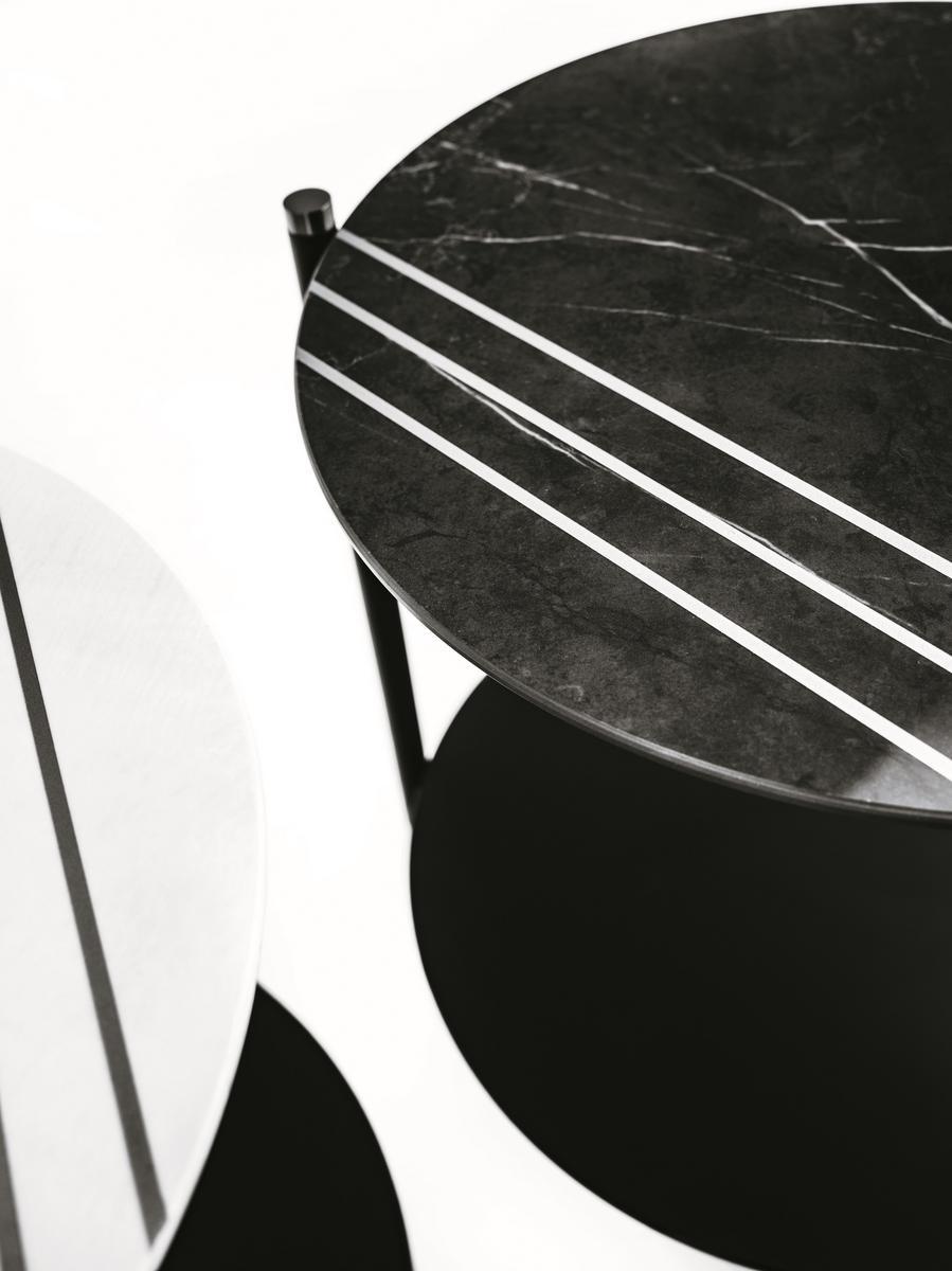 Round high side table with integrated magazine rack | Kevin by Frigerio