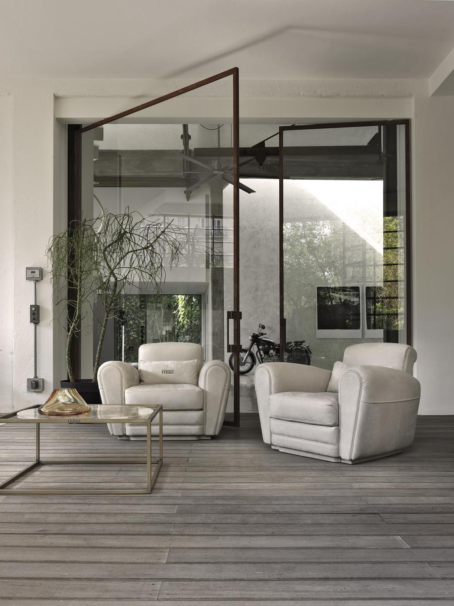 Leather armchair with armrests | Kallio by Gianfranco Ferre Home