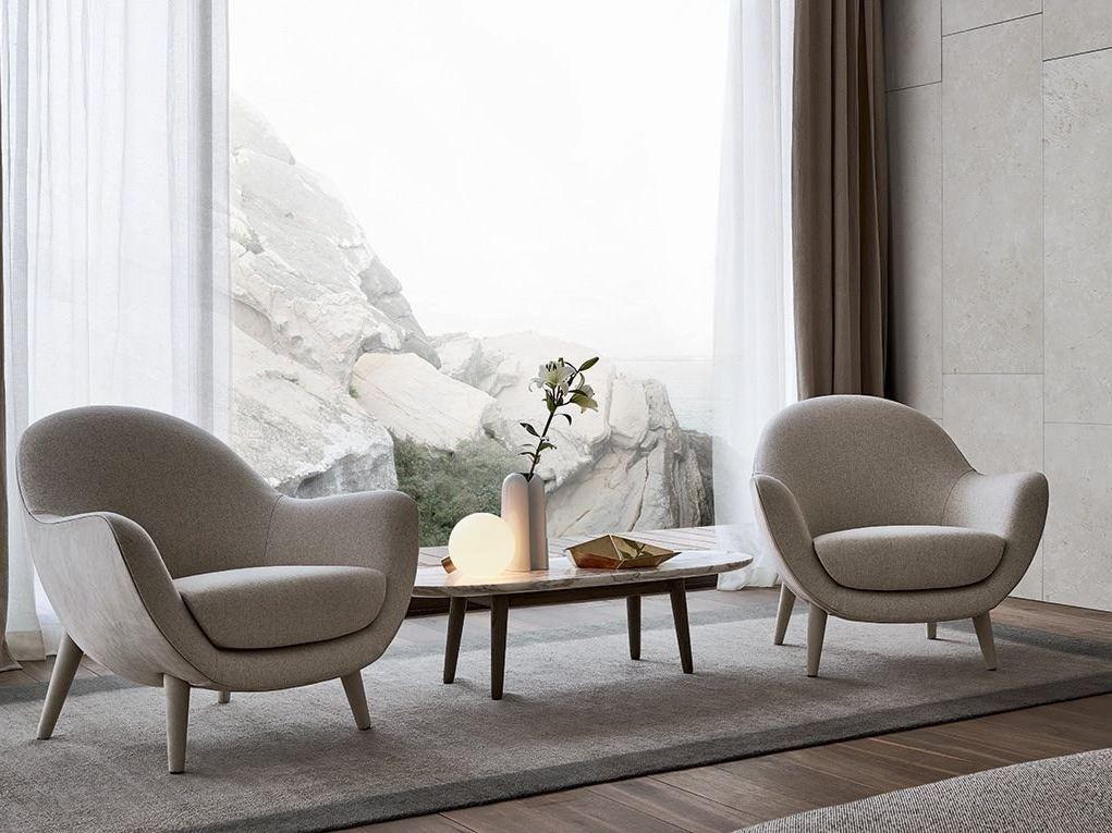 Upholstered fabric armchair with armrests | Mad Queen by Poliform