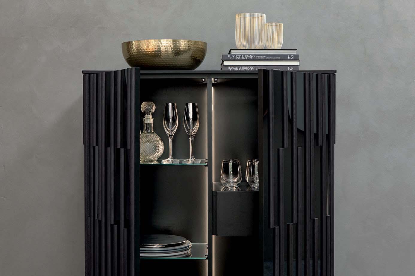 Wood and glass highboard with doors | Drops by Tonin Casa