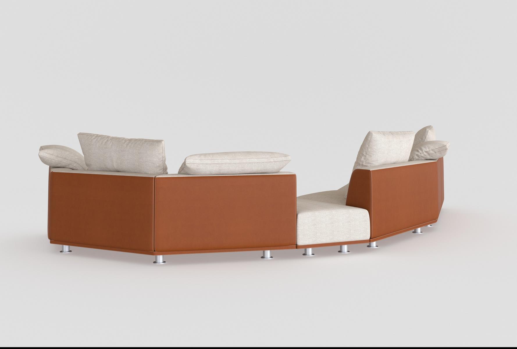 Sectional leather and fabric sofa | Grand Tour by Mantellassi 1926