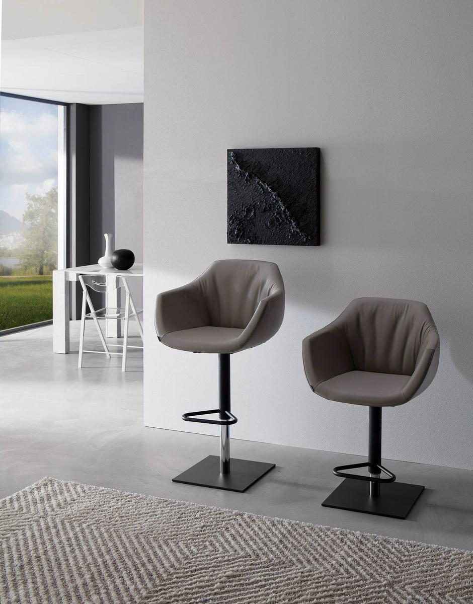 Upholstered leather stool with gas lift | Nemo by Ozzio Italia
