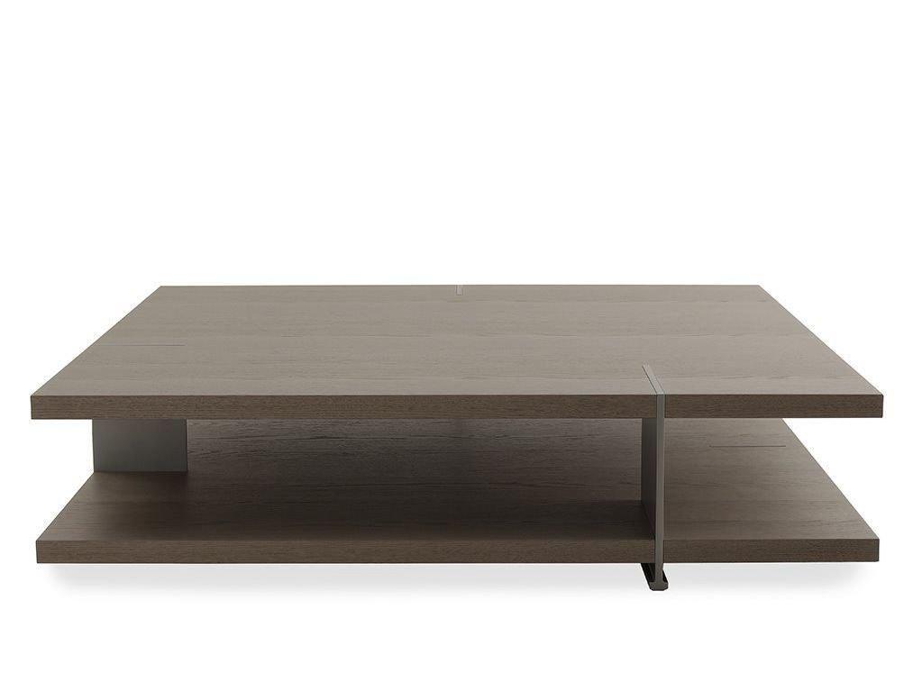 Low wood veneer coffee table with integrated magazine rack | Bristol by Poliform