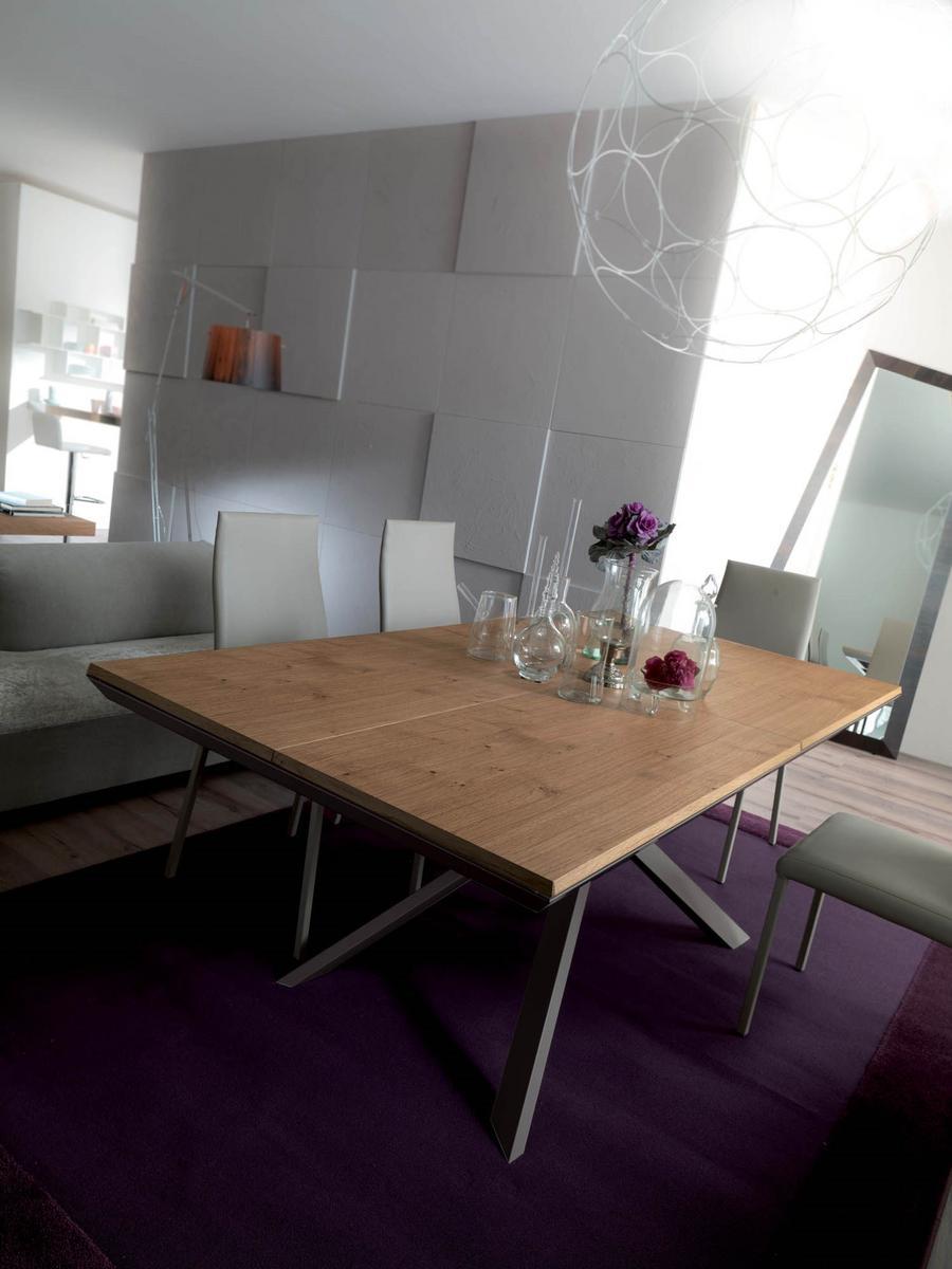 Extending rectangular steel and wood table | 4x4 by Ozzio Italia