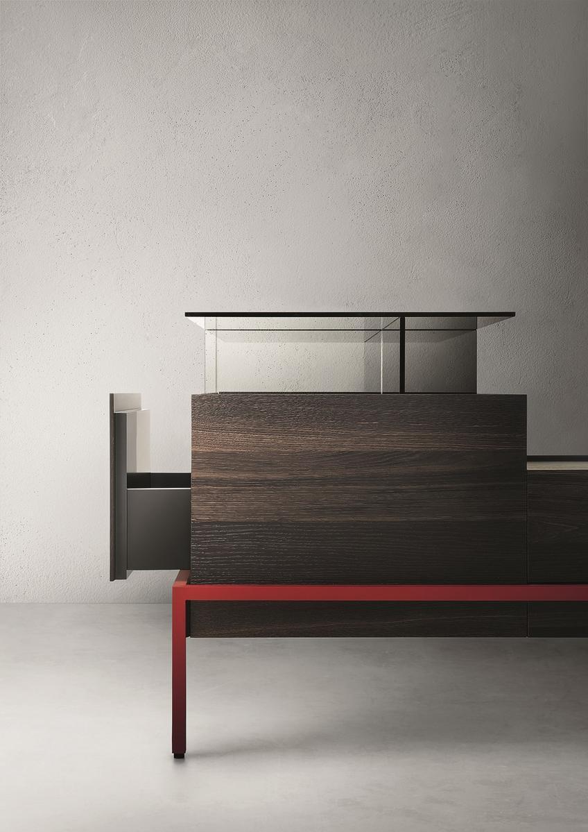 Storage modular leather bench | Faroe by Lema