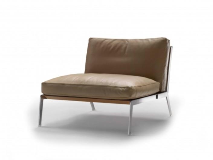 Leather armchair with removable cover | Happy by Flexform