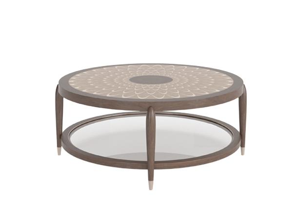 Round wood veneer coffee table | Peacock by Mantellassi 1926