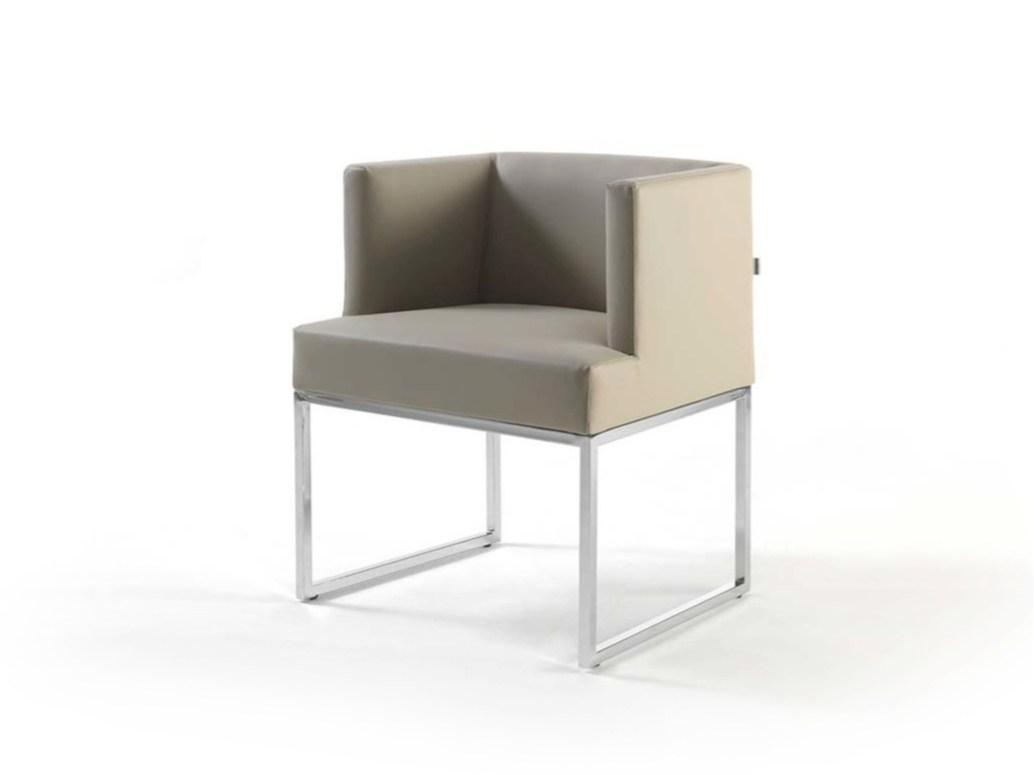 Sled base leather easy chair with armrests | Asia Junior by Frigerio