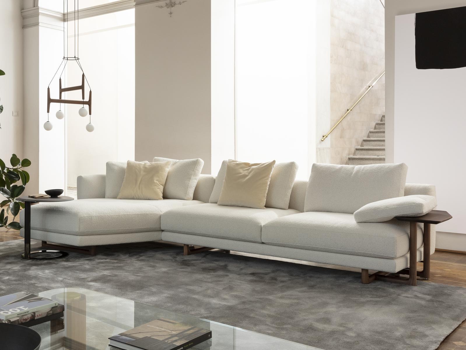 Sectional fabric sofa with chaise longue | Abacus by Porada