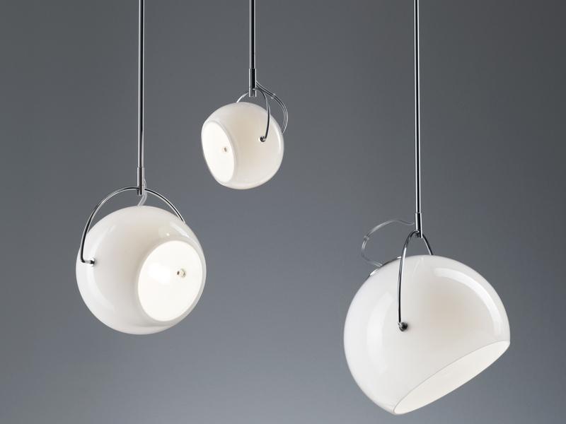 Chrome plated pendant lamp | Beluga White by Fabbian
