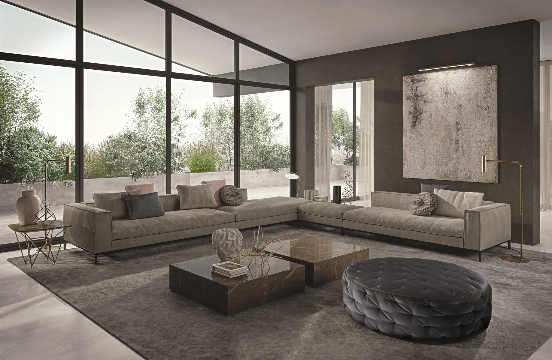 Tufted round fabric pouf | Miller by Frigerio