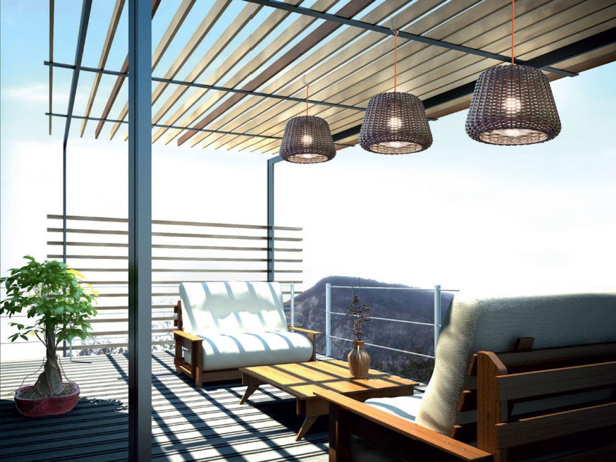 Rattan outdoor pendant lamp | Ralph by Panzeri