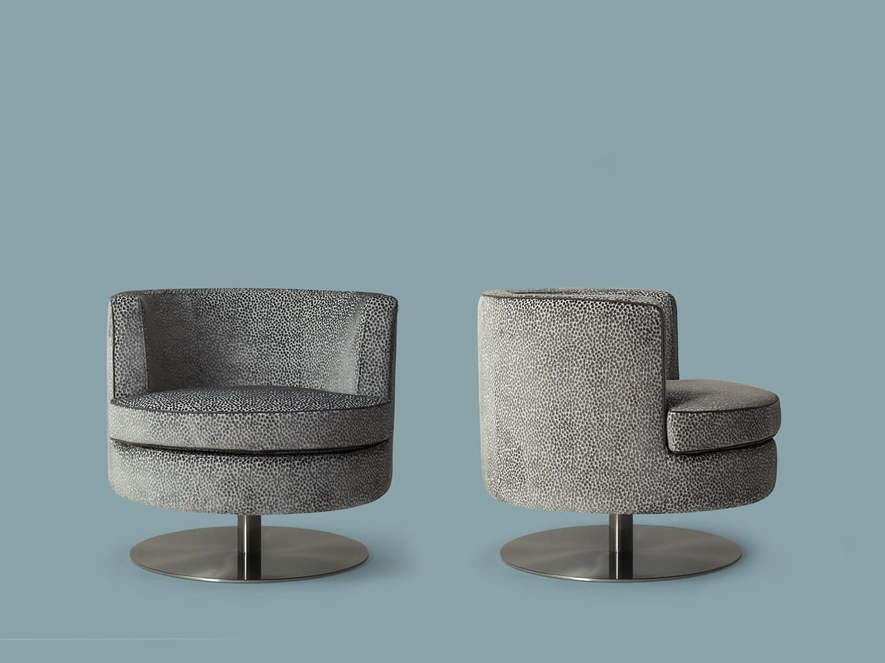 Swivel velvet easy chair | Frisbee by Borzalino