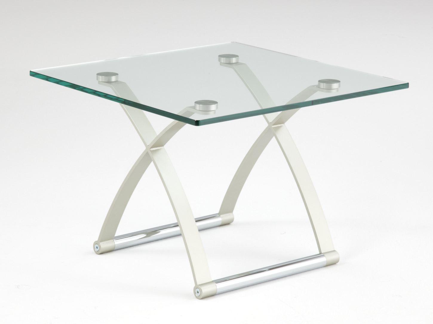 Square glass and steel coffee table | 1150 by Rolf Benz