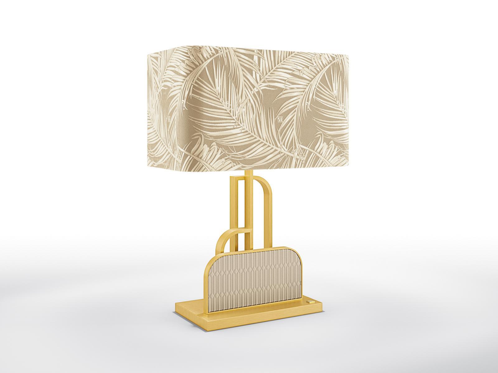 Metal table lamp and fabric lampshade | Wave by Bruno Zampa
